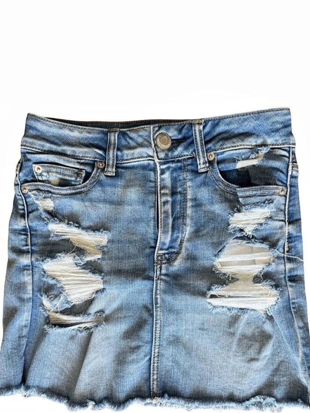 American Eagle Outfitters Next Level Stretch Distressed Denim Shorts Size 2 Blue
